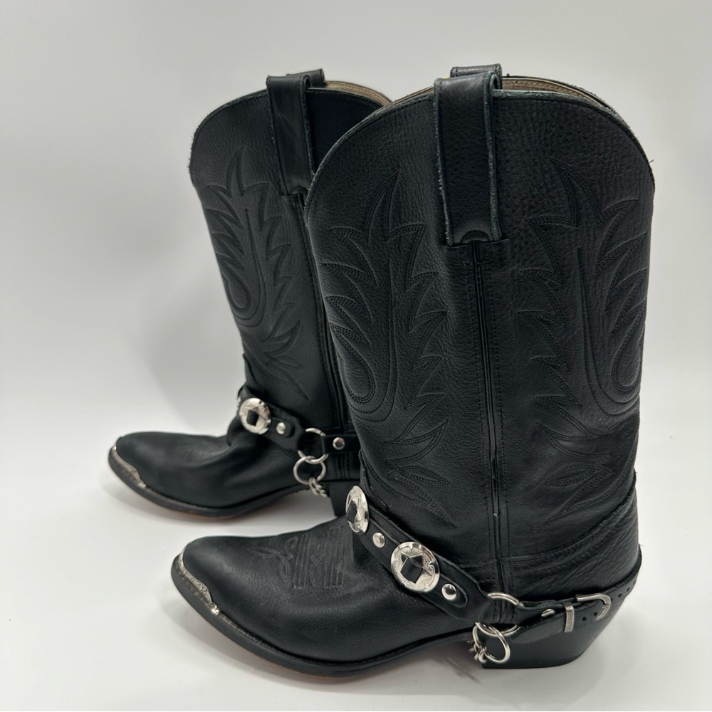 Durango Vintage Black Chain Western Cowboy Boots - Picture 4 of 9